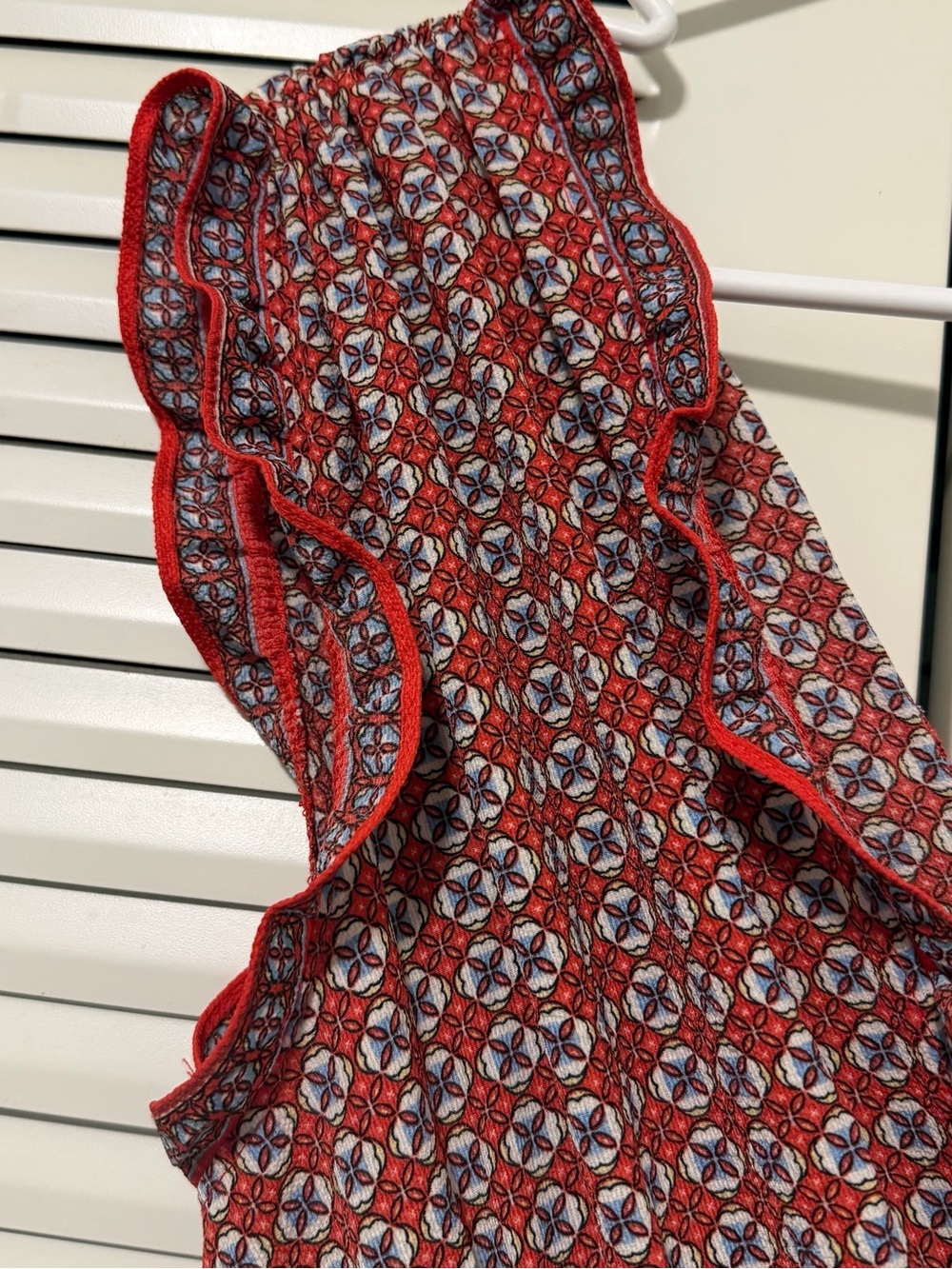 Max Studio Rust Red Printed Smocked-Waist Jumpsuit - Picture 7 of 12